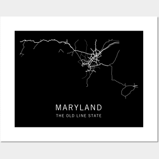 Maryland State Road Map Posters and Art